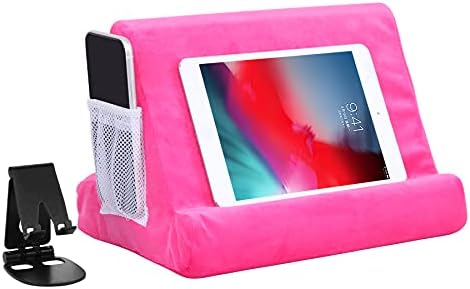 Ultimate Comfort Multi-Angle Tablet Holder and Phone Stand Set – Lightweight and Sturdy Design with Storage Pocket – Ergonomic Cushion for Enhanced Stability and Versatile Use – Modern Black and Light Green Aesthetic for Stylish Workspaces and On-the-Go Convenience