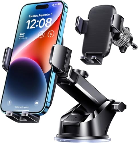 Universal Car Phone Mount: Hands-Free Adjustable Holder for Safe Driving – Secure Air Vent Smartphone Stand for i Phone & Android – 360-Degree Rotation for Optimal Viewing and Easy Access – Durable Lightweight Design for All Vehicles