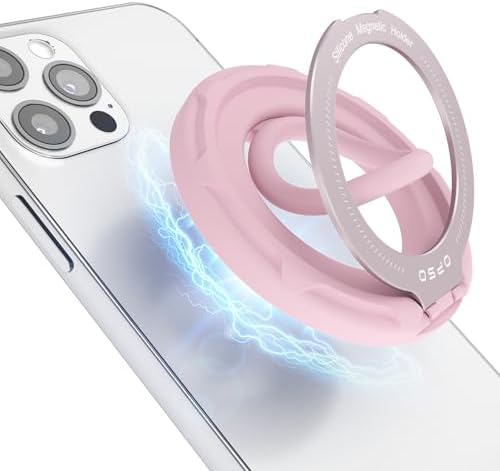 OPSO Magnetic Phone Ring Holder for Mag Safe – 360-Degree Rotating Silicone Finger Grip with Adjustable Kickstand Compatible with i Phone 16/15/14/13/12/Pro/Max & Samsung – Ultimate Hands-Free Essential for Enhanced Device Usability and Stylish Stability