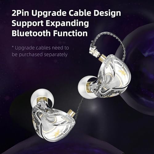 Transform Your Listening Journey with QKZ ZXT Hi-Fi In-Ear Monitors – Pro-Grade Gaming Earbuds with Detachable Cable for Musicians and Gamers – Experience Unmatched Audio Clarity, Versatile Device Compatibility, and Fashion-Forward Transparent Design for All-Day Comfort