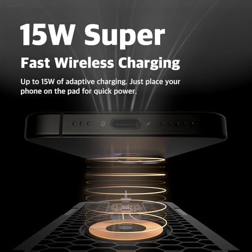 Enhance Your Workspace Efficiency with the POUT H3 Split Wireless Charging Mouse Pad – Fast Qi Charger for Seamless Device Power, Magnetic Alignment for Precision Use, Premium Anti-Slip Surface in Elegant Midnight Blue – Perfect for Smartphones and Earbuds – Elevate Your Productivity with Style and Functionality