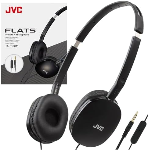 JVC Flats On-Ear Wired Headphones – Premium 30 mm Drivers Delivering Superior Sound Quality – Lightweight & Foldable Design for Ultimate Portability – Ultra-Comfort Soft Ear Pads for Extended Wear – Durable Steel Headband for Long-Lasting Use – Perfect for Gaming, Music Enthusiasts & PC Compatibility with 3.5 mm Slim Plug