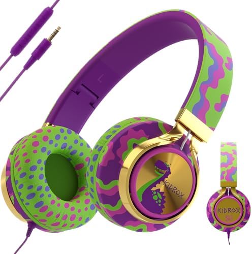 Kidrox Safe Sound Wired Toddler Headphones – Volume-Limited 85 d B Child-Friendly Headset for Ages 1-7 | Lightweight, Durable Design Perfect for Travel on Airplanes and Cars | Comfortable Fit for Tablets, i Pads, and More – Ensuring Safe Listening and Ultimate Entertainment Enjoyment