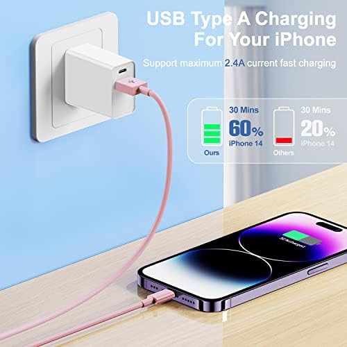 3 Pack of 10-Foot Apple MFi Certified Lightning Cables – Durable USB Charger for i Phone Models 14, 13, 12 Pro/Pro Max, XR, X, 8, 7, 6, 5 Plus, SE – Fast Charging & Extended Reach for Home and Office Use