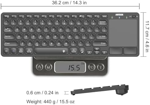 Elevate Your Smart Home Experience with the Arteck Universal Backlit Bluetooth Keyboard – 7-Color Customizable Illumination, Integrated Touchpad & Effortless Media Control for TVs, Laptops, Tablets & More – Ultimate Compatibility & Portability for All Your Devices