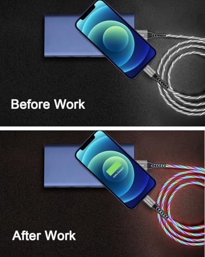 Vibrant LED Lightning Charging Cable for i Phone – MFi Certified 6 FT Fast Charge USB Cord with Dynamic RGB Light-Up Feature for Enhanced Compatibility and Performance with i Phone 14, 13, 12, 11 Pro Max, XR, X, SE, 8 Plus, i Pad, and i Pod – Durable and Stylish Tech Accessory for Home and On-the-Go Charging