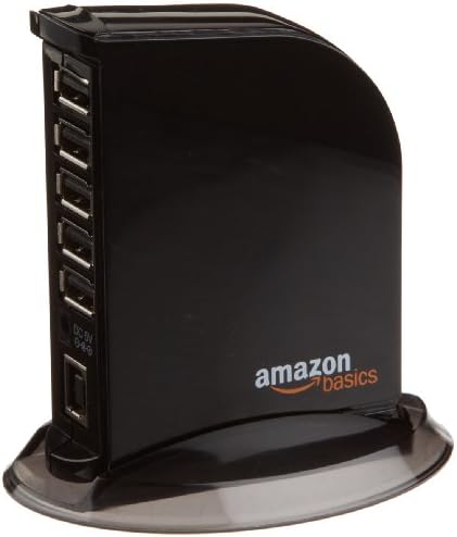 Maximize Your Connectivity with the Amazon Basics 7 Port USB 2.0 Hub Tower – Efficient Power Adapter Included for Seamless Device Management and Fast Data Transfer