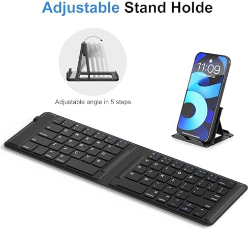 Transform Your Typing Experience with the OMOTON Foldable Bluetooth Keyboard – Portable, Multi-Device Compatible, and Rechargeable for Ultimate Convenience on i Phone, i Pad, Android, Windows, and More! Enjoy Effortless Connectivity and Ergonomic Comfort, Perfect for On-the-Go Professionals and Students.