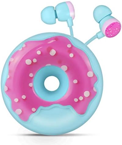 Qear Fun Donut Earbuds for Kids – Adorable Wired Earbuds with Microphone & Stylish Storage Case | Perfect Gift for School Girls and Boys | Enhanced Sound Quality & Volume-Limiting Safety Features | Tangle-Free Design for Music & Gaming Enthusiasts