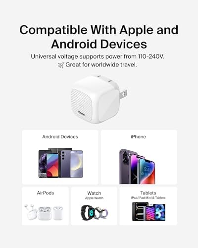 Belkin 20 W USB-C Charger Block (2-Pack) – Ultra-Fast Power Delivery for i Phone 16/15/14/13, i Pad, Air Pods & Samsung Galaxy S25 – Compact Design for Home, Office & Travel – Reliable Charging for Nintendo Switch 2 & More – Sleek White Finish