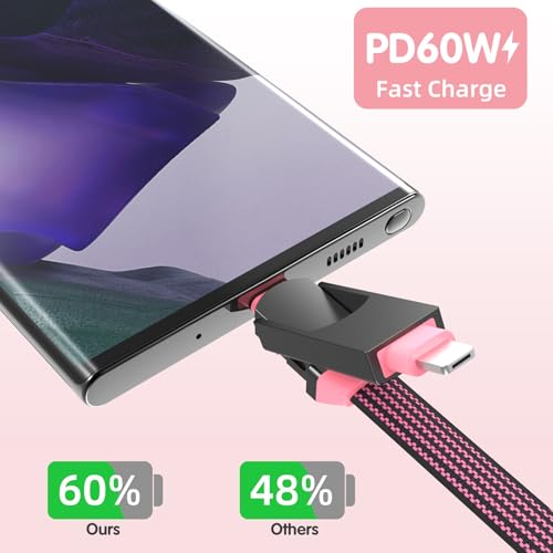 Multi Keychain Charging Cable Travel Portable Charger Cable Magnetic 4 in 1 USB C Cable Compatible with IP 15/15 Pro/ 15 Plus/ 15 Pro Max/MacBook/Galaxy (Lava Black) – Enhanced Compatibility and Speed