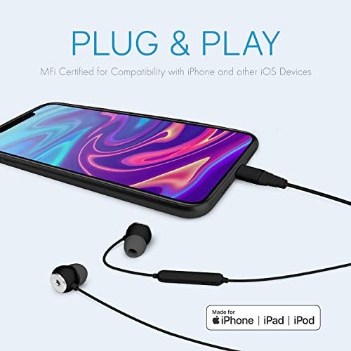 Premium Lightning Earbuds – Apple MFi Certified In-Ear Headphones with Enhanced Bass, Built-In Microphone for Hands-Free Calling, and Track Controls – Vibrant Red for Ultimate Style and Compatibility