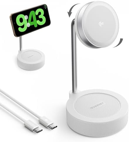 THREEKEY Qi2 15 W Magnetic Wireless Charging Hub – Ultimate Adjustable Charging Station for i Phone 16-12 Series & Air Pods with Dual-Sided Magnetic Grip, 180° Rotatable Design, and Sleek Space-Saving Aesthetics for Effortless Home and Office Power Solutions
