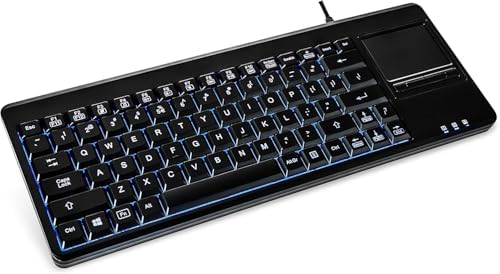Revolutionize Your Workspace with the Perixx PERIBOARD-315 H Wired USB Backlit Keyboard – Integrated Touchpad & Dual USB Ports for Ultimate Efficiency in Black, Perfect for Windows Users