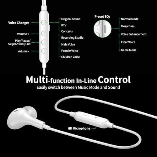 Elevate Your Audio Experience with APETOO USB-C Earbuds: Advanced Noise-Cancellation Technology, High-Fidelity Stereo Sound, 5 Customizable EQ Settings & 7 Voice Modulation Features – Perfect for Gaming, Music Listening, and Professional Recording – Ergonomically Designed in Sleek White for Ultimate Comfort and Enhanced USB-C Compatibility