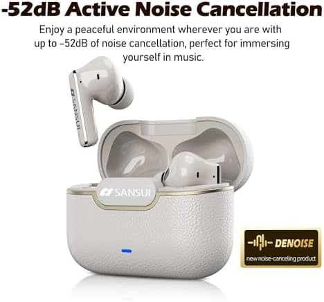 SANSUI W28 Wireless Earbuds – Cutting-Edge Bluetooth 5.4 with Active Noise Cancelling & IPX4 Water Resistance, Deep Bass Performance, 28-Hour Playtime, and Advanced Environmental Noise Cancellation Mics in Stylish Secret Night Blue – Ideal for Music Aficionados and Active Lifestyles