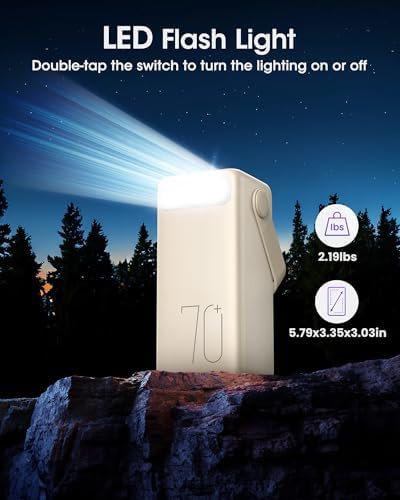 Ultra High-Capacity 70000 m Ah Power Bank – 22.5 W Fast Charging Portable Charger with LED Display & Built-In Flashlight – Ideal for Camping, Travel, and Emergency Use – Multiple Outputs for i Phone, Samsung, i Pad, and More – Stay Connected Anywhere with Long-Lasting Power Solution – Lightweight Design with Convenient Carry Strap and Real-Time Power Monitor – Comprehensive Safety Features Including Overcharge and Short Circuit Protection – Perfect for Outdoor Adventures and Unexpected Power Outages – Includes USB-C Charging Cable and 2-Year Customer Support for Peace of Mind