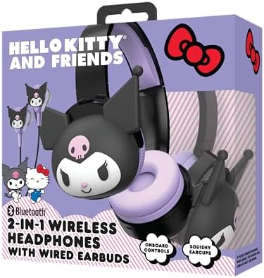 Unleash Your Style with Kuromi-Inspired Hello Kitty Bluetooth Headphones – Versatile 2-in-1 Over-Ear Design with AUX Functionality for Unmatched Audio Clarity – Adjustable Headband for Personalized Comfort – Perfect for Fashion-Forward Listeners on the Go – Integrated Microphone for Effortless Hands-Free Calling and Music Control – Compact and Foldable for Easy Travel and Storage – Elevate Your Everyday Sound Experience with Adorable Design and Premium Performance.