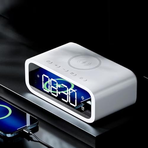 Revolutionary 5-in-1 Wireless Charging Station with Digital Clock, Night Light, and Temperature Display – 15 W Fast Charge for Qi Phones, Smartwatches & TWS Earbuds – Enhanced Safety Features and Space-Saving Design for Home or Travel