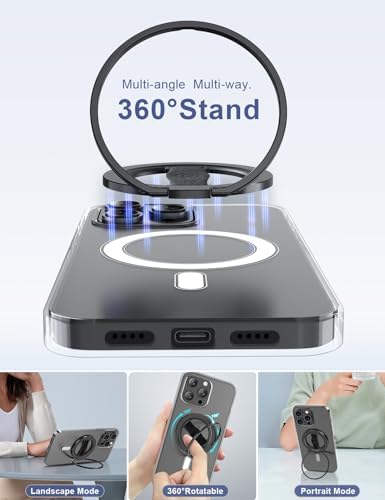EWA Mag One 3 rd Gen Magnetic Phone Grip Stand – Sleek Black Design for i Phone 16, 15, 14, 13, 12 Series – Enhance Stability with Removable Magnetic Ring Holder and Integrated Finger Strap – Ultimate Hands-Free Kickstand for Streaming and Texting