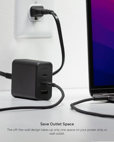 Mophie 100 W Ga N USB-C Power Adapter – Triple-Device Fast Charger for Mac Book, i Pad, i Phone, Samsung Galaxy, Google Pixel & More – Includes 1.5 m USB-C Cable – Eco-Friendly Design for Sustainable Charging on the Go