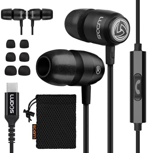 Experience Unmatched Sound Clarity with LUDOS Clamor 2 PRO Wired Earbuds – Noise Isolating In-Ear Headphones Featuring Comfortable Memory Foam Tips for Small Ears, Ideal for Students and Professionals, with Built-In Microphone for Effortless Calls, 5-Year Warranty, Compatible with i Phone and Samsung Devices, Perfect for Everyday Use and Travel