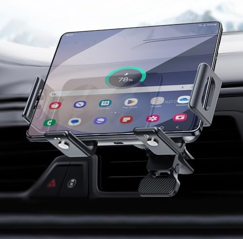 OATSBASF 15 W Qi Wireless Car Charger with Auto Clamping, Air Vent Phone Mount – Fast Charging Compatibility for i Phone 16/15/14/13 & Samsung Galaxy Z Fold 6/5/4 – Effortless Touch Rotation & Secure Hold for Ultimate Driving Convenience