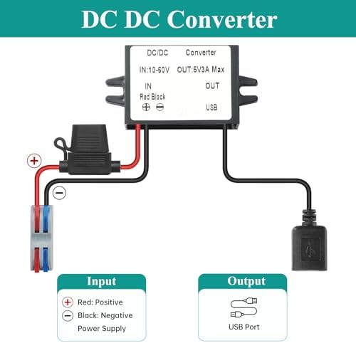 High-Efficiency Waterproof Dual USB DC/DC Adapter – 12/24 V to 5 V Converter with 3 A Output, Integrated Safety Fuse, and Compact Design for Reliable Vehicle Power Solutions and Outdoor Charging Needs