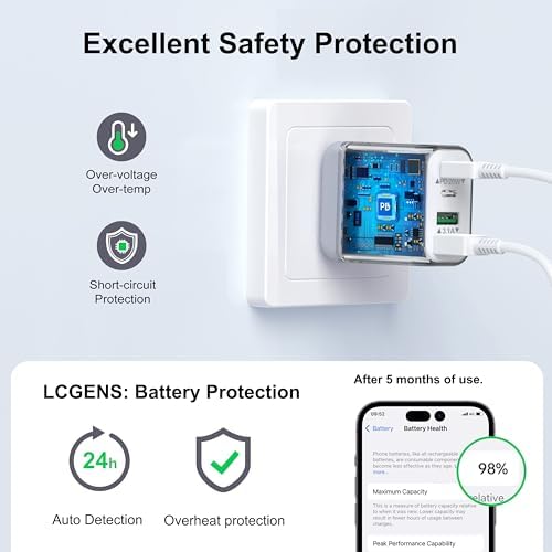 40 W USB-C Power Hub Duo: Versatile Fast Charging Station with 4 Ports for i Phone, i Pad, Air Pods & Apple Watch – Compact Travel Charger with Safety Features for Efficient Device Charging