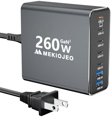 Revolutionary 7-Port Ga N USB C Charging Hub – 65 W High-Speed Aluminum Alloy Power Station for Mac Book Pro, i Pad Pro, i Phone & More – Stylish Purple Multi-Device Charger for Ultimate Efficiency and Portability