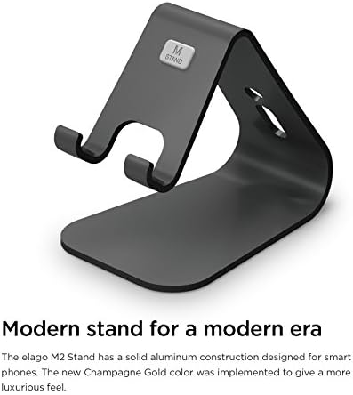 Enhance Your Smartphone Experience with the elago M2 Premium Aluminum Stand – Sleek Silver Ergonomic Design for Effortless Video Calls, Integrated Cable Management, and Universal Compatibility with i Phones and Galaxy Devices – Ideal for Streamlined Workspaces and Mobile Convenience