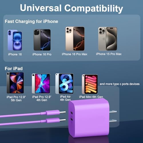 20 W Dual-Port USB-C Fast Charger with 6.6 FT Cable – Ultimate Power Solution for i Phone 15/16 Pro Max & Android Devices – Efficient Travel Companion Designed for rapid charging, this 20 W Dual-Port USB-C Charger ensures your i Phone 15/16 Pro Max and Android devices stay powered up with maximum efficiency. Featuring a generous 6.6 FT USB-C to C cable, this charger eliminates the inconvenience of short cords while allowing you to multitask with ease. Its dual-port design offers the ability to charge two devices simultaneously, making it ideal for busy professionals and frequent travelers. Enjoy broad compatibility across multiple Apple and Android devices, ensuring versatility for all your charging needs. The compact and lightweight structure of this charger enhances portability, making it an essential accessory for your on-the-go lifestyle. Built with high-quality materials, this charger prioritizes durability and safety, giving you peace of mind while delivering fast charging performance. Elevate your charging routine and stay connected wherever life takes you with this indispensable charging solution.