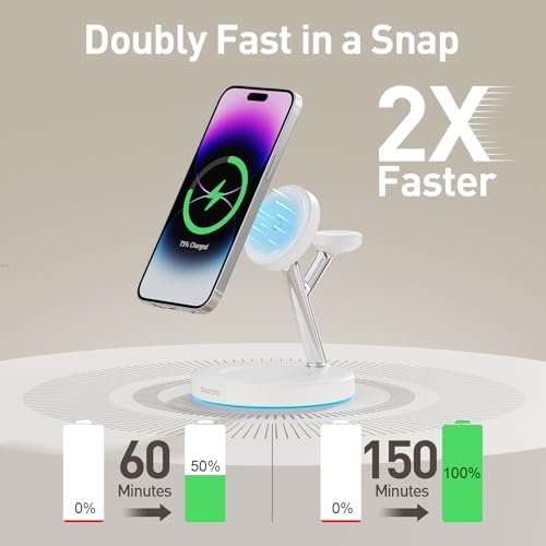 2025 Premium 3-in-1 Wireless Charging Station for i Phone 16, 15, 14, 13, 12 – Mag-Safe Compatible Charger Stand for Air Pods and i Watch – Fast, Efficient Power Hub with Sleek Design and Overcharge Protection for Home or Travel