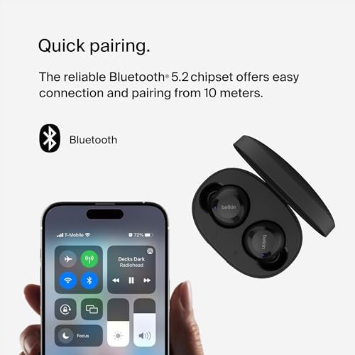Belkin Sound Form Bolt True Wireless Earbuds – Unmatched 28-Hour Battery Life, IPX4 Water & Sweat Resistance, Effortless Wireless Charging, USB-C Compatibility – Stylish Teal Earbuds for Active Lifestyles and Superior Audio Quality