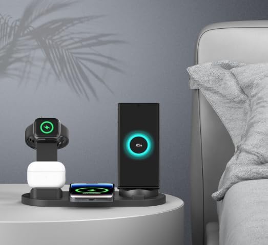 3-in-1 Wireless Charging Station for Multi-Device Convenience – Fast Qi Charger for i Phone, Samsung & More – Sleek Black Design for Home & Travel – Ultimate Solution to Eliminate Clutter and Ensure Device Readiness
