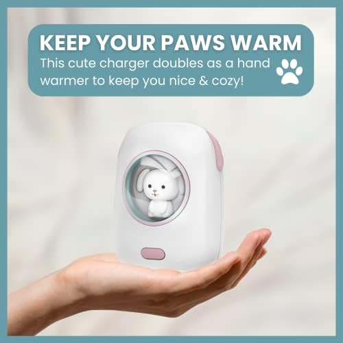 Charming Portable Charger & Hand Warmer | Ideal for i Phone, Galaxy, & Pixel | Stylish Pet-Themed Design with LED Battery Indicator | Quick Charge Functionality for On-the-Go Convenience | Compact & Lightweight for Effortless Travel