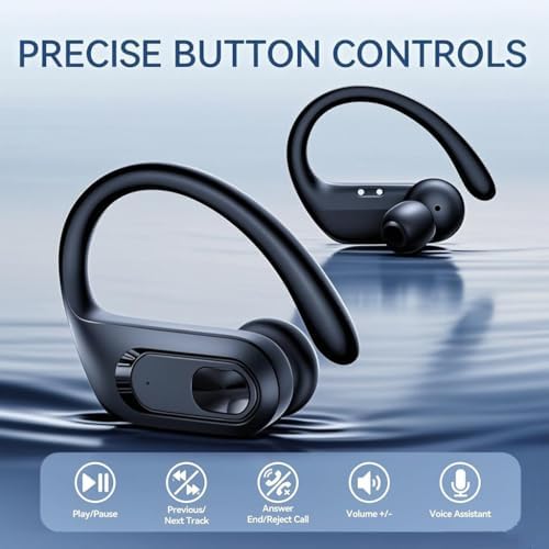 Elevate Your Audio Experience with Occiam Bluetooth Wireless Earbuds – Extended 96-Hour Playtime for Uninterrupted Listening, Ergonomically Designed Sport Fit with Secure Earhooks, Superior High-Definition Sound Quality, Integrated Microphone for Effortless Calls – Your Ultimate Workout and Daily Companion in Sleek Black Finish