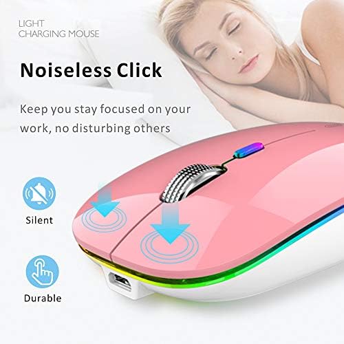 Uiosmuph G12 Slim Rechargeable LED Wireless Silent Mouse – Ultra-Portable USB Optical Computer Accessory with Type C Adapter for Seamless Compatibility and Noise-Free Operation in Blackish Green