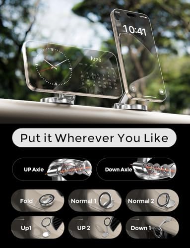 Mag Safe Car Phone Mount with 360° Rotational Magnetic Grip – Secure Hands-Free Holder for i Phone 15, 14, 13, 12 Pro Max, Plus, Mini – Sleek Black Design for Effortless Navigation and Enhanced Safety in Your Vehicle