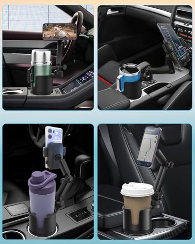 Versatile 2-in-1 Adjustable Cup Phone Holder for Cars – Secure Universal Mount for Large Smartphones and Drink Bottles, Engineered for No-Shake Stability During Hands-Free Driving in Trucks and SUVs, Optimal Compatibility for All Mobile Devices