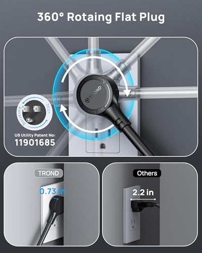 Maximize Your Power Potential with the TROND Heavy-Duty Surge Protector Power Strip: 13 Wide-Spaced Outlets, 32 W Quick Charge USB-C, 4000 Joules Protection, 5 ft Flat Plug Extension Cord, Wall Mountable Design for Seamless Integration in Home and Office Spaces – ETL Listed for Ultimate Safety and Reliability