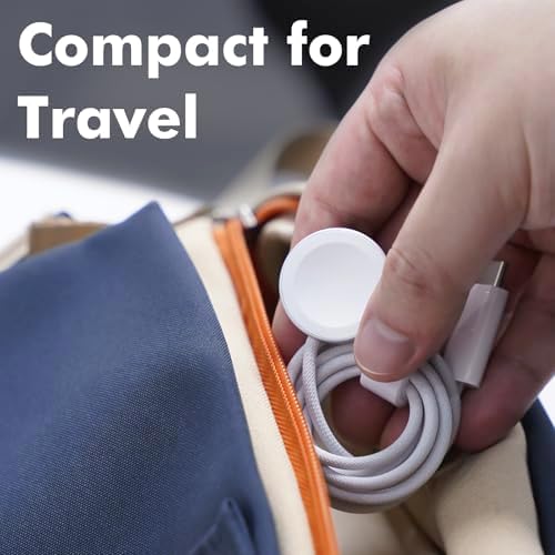Ultra-Fast Magnetic Charger for Apple Watch – USB-C Power Cable with 3 Ft Length for Series 10, 9, 8, 7, 6 & SE – 2-3 Hour Rapid Charge with Intelligent Smart IC Technology – Sleek White for Optimal Compatibility & Durability on the Move
