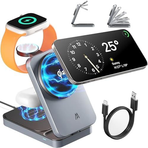 Ultimate 3-in-1 Mag Safe Qi2 Wireless Charging Station for i Phone, Apple Watch & Air Pods – Fast, Foldable & Stylish Power Hub for Modern Living