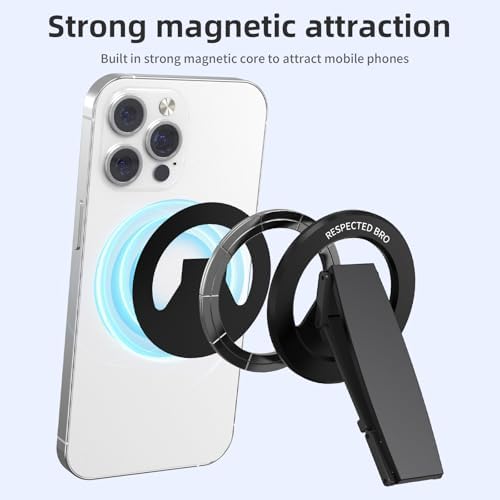Revolutionary Dual-Function Magnetic Phone Grip & Kickstand – Ultimate 2-in-1 Holder with Adjustable Silicone Finger Strap for i Phones, Androids & More (Vibrant Orange) – Exceptional Stability, Ergonomic Comfort & Versatile Viewing Angles