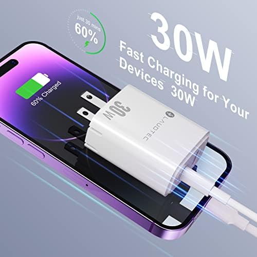 LAUDTEC 30 W Rapid Charge Block – Versatile 3-Port USB-C & QC Wall Charger for Fast Charging i OS & Android Devices – Compact Power Adapter with Enhanced Safety Features for Home, Office, and Travel Use