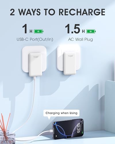 Ultra-Compact TG90° Portable Charger: 5000 m Ah Power Bank with Integrated AC Wall Plug and Triple Output for i Phone and Android Devices – Fast Charging Made Effortless and Convenient