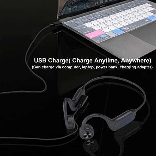 KONLEYA Bone Conduction Headphones – Advanced IPX8 Waterproof Bluetooth 5.3 Earbuds with 32 GB Built-in Memory, Open-Ear Design for Enhanced Awareness, Ideal for Swimming & Running, Sweat-Resistant Durability, Integrated Mic & Night Safety Light for Active Lifestyles