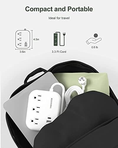 ROOTOMA 6 ft International Power Strip with 3 American Outlets & 3 USB Chargers – Essential US to EU Travel Adapter for Seamless Connectivity in Spain, France, Germany, Iceland – Compact & Durable Design for Travelers