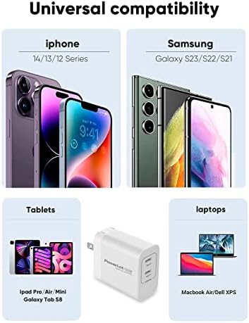 Power Lot 45 W Ga N USB-C Charger with 6 FT Cable – Ultra-Fast Charging for Galaxy S22/S21, Z Flip 5, Fold 5, i Phone 16, i Pad, Mac Book – Universal Compatibility & Advanced PD 3.0 Technology for Rapid Power Boosts