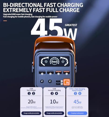 High-Capacity 60000 m Ah Portable Charger for Ultimate Power on the Go – 45 W Fast Charging External Battery Pack with LED Display and Versatile USB-C Port – Perfect for i Phone, Android, Samsung Galaxy, and Outdoor Adventures – Reliable Travel Companion in Sleek Blue Design
